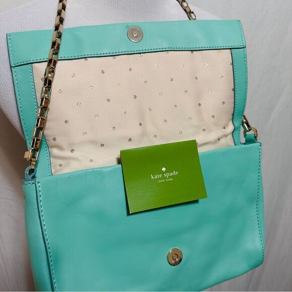 Kate Spade Felisha Bow Terrace Handbag In Mint Green clutch shoulder - Picture 8 of 15